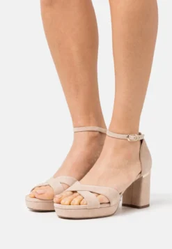 LEATHER - Plateausandalette - Beige