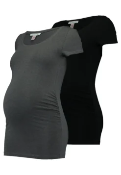 2 PACK - T-Shirt Basic - Dark Gray/black