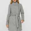 Vero Moda VMTWODOPE BELT JACKET - Kurzmantel - Light Grey Melange
