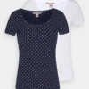 Anna Field 2ER PACK - T-Shirt Print - Navy/white