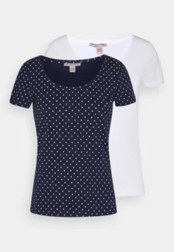 Anna Field 2ER PACK - T-Shirt Print - Navy/white