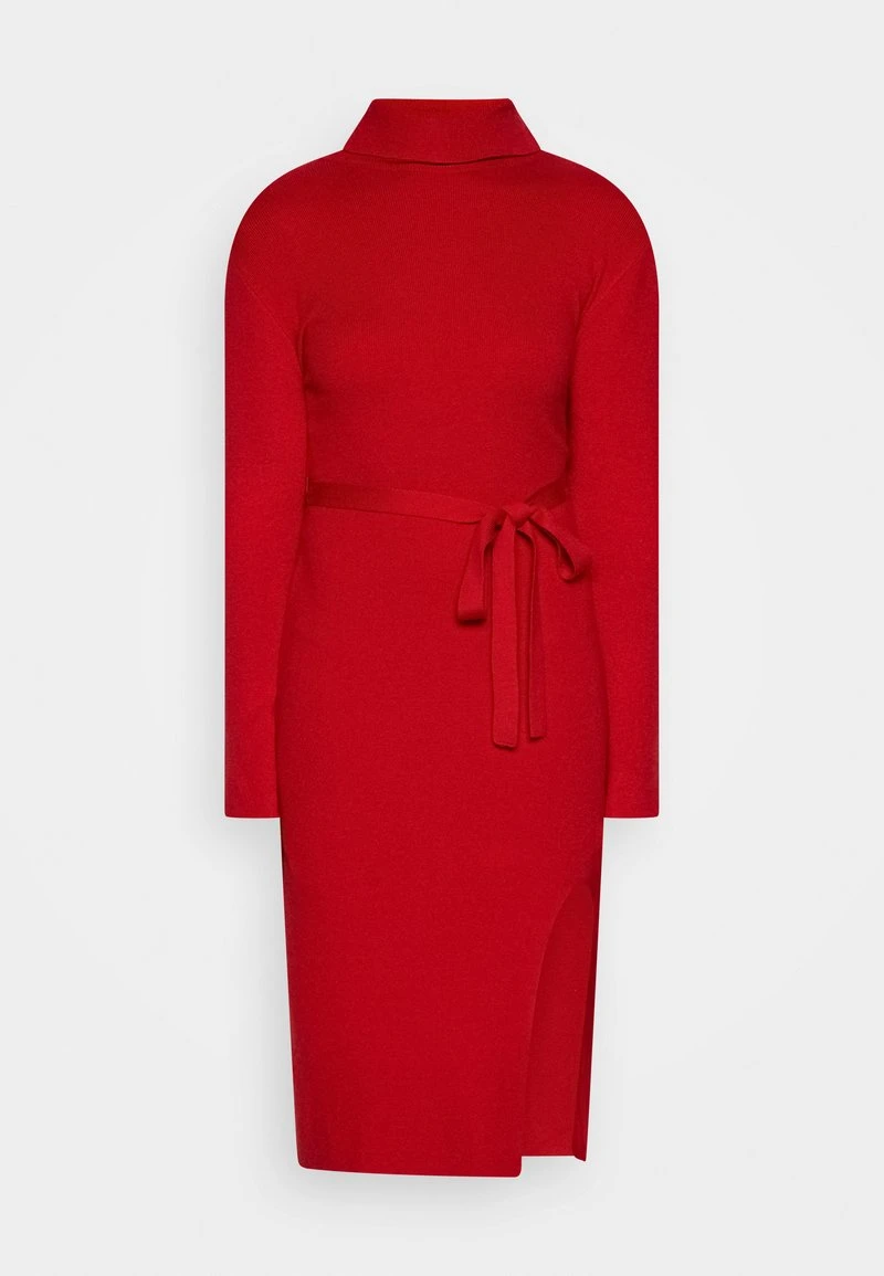 Anna Field ROLLKRAGEN RIPP MINI STRICKKLEID MIT GÜRTEL - Strickkleid - Red 5 Anna Field ROLLKRAGEN RIPP MINI STRICKKLEID MIT GÜRTEL - Strickkleid - Red – Bild 5
