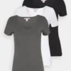 Anna Field 3 PACK - T-Shirt Basic - Black, White